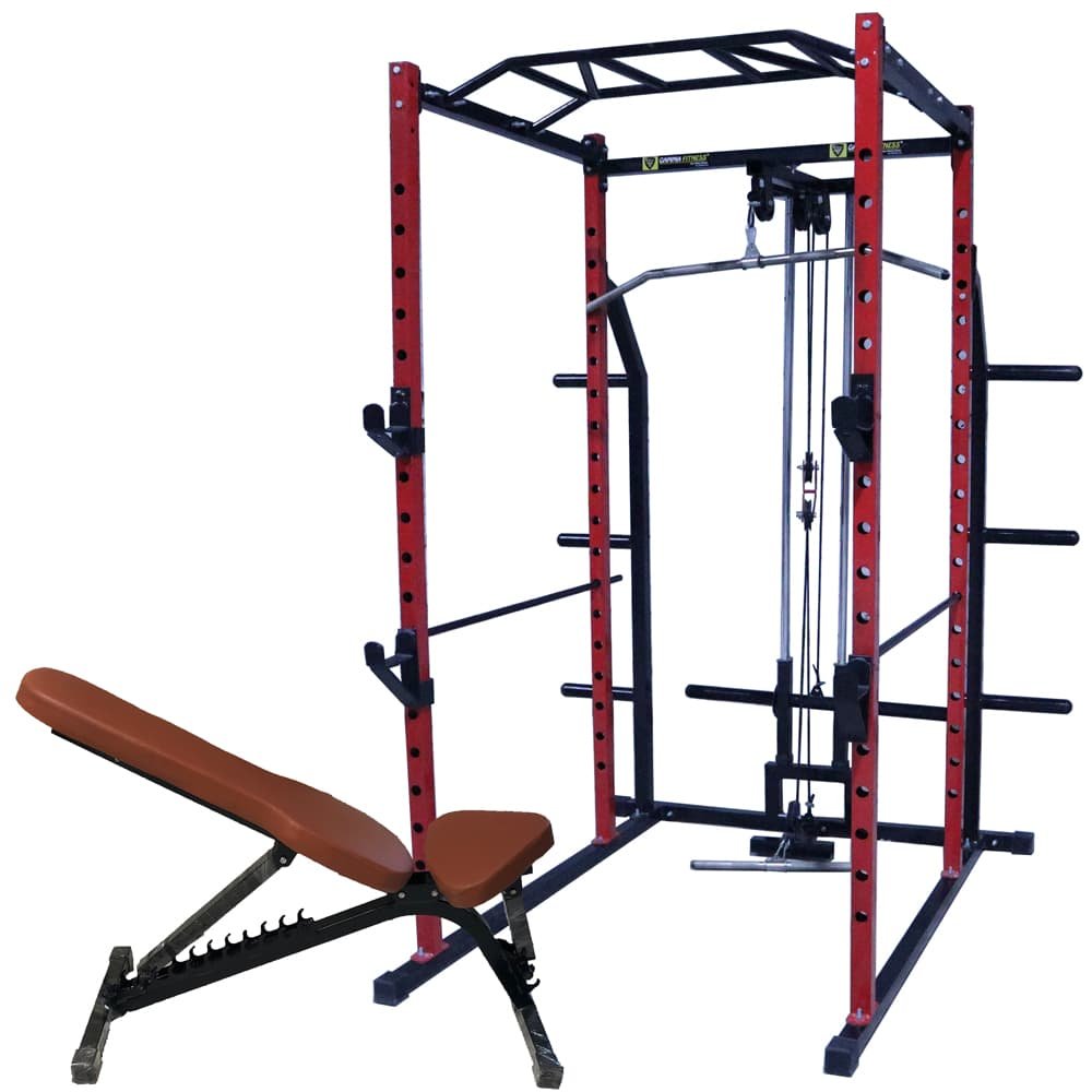 Buy power squat rack for home gym with adjustable bench online in India 