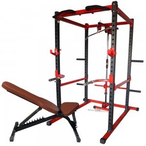 Buy Power Squat Rack With Lats Pull Down Combo With Adjustable Bench